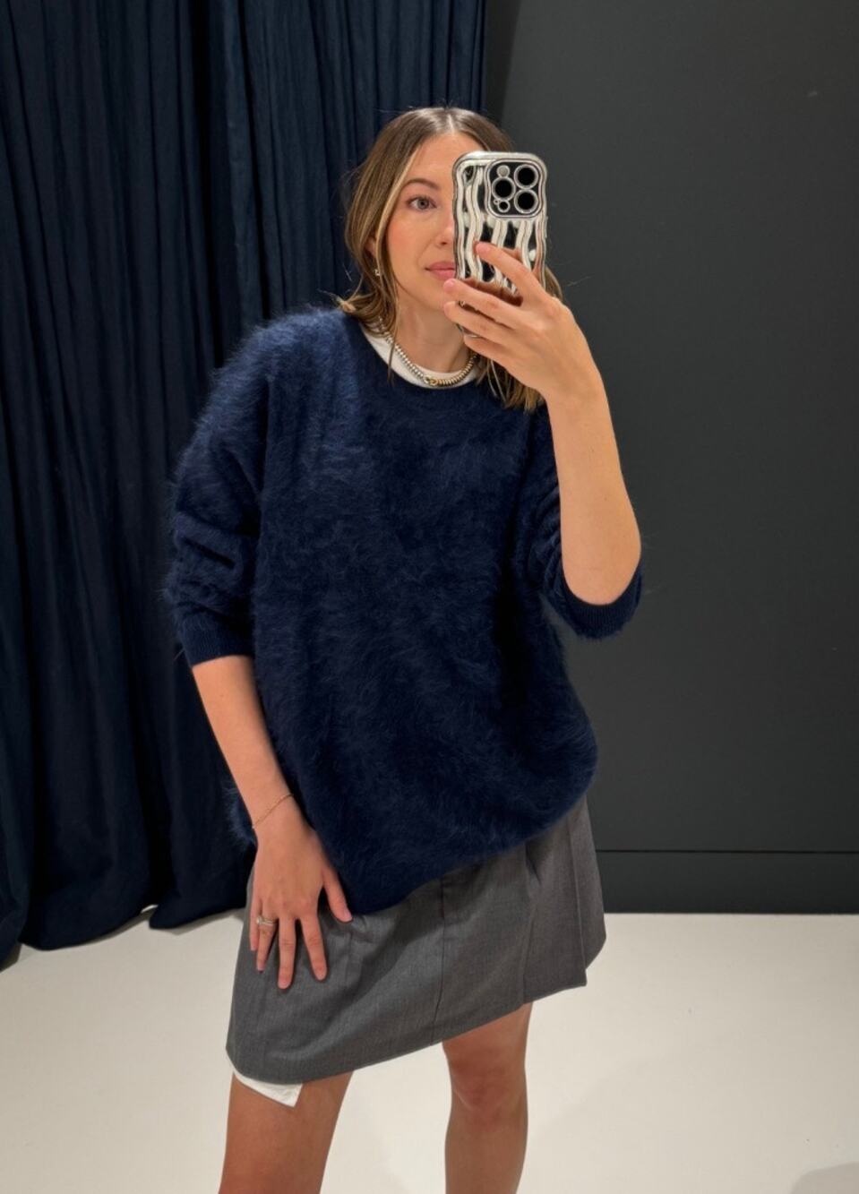 J. Crew Brushed Cashmere Relaxed Crewneck Sweater – Navy